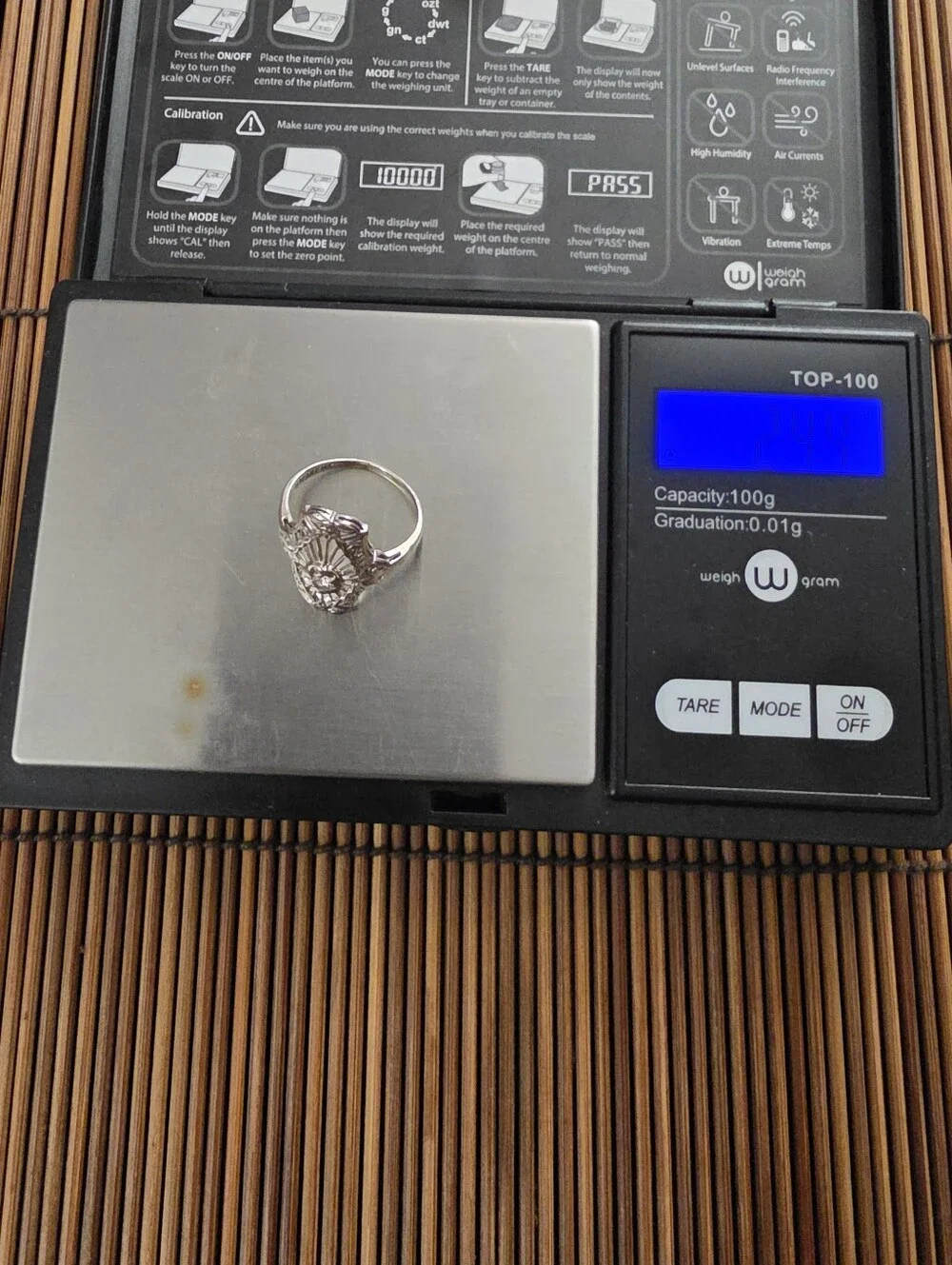 14k Diamond Filigree White Gold Ring (Vintage)